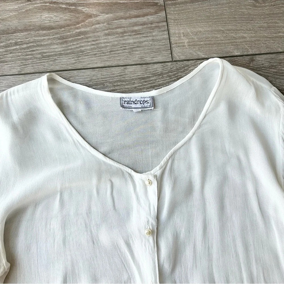 Vintage Raindrops Semi Sheer Embroidered Sequins Blouse - Picture 6 of 14